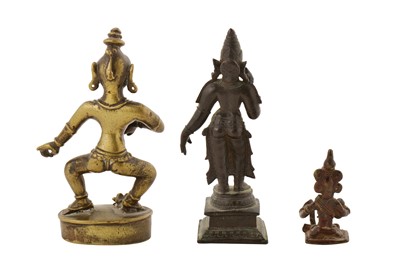 Lot 12 - THREE INDIAN SMALL BRONZE FIGURES