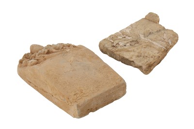 Lot 29 - TWO POSSIBLY INDIAN CARVED STONE ARCHITECTURAL PIECES