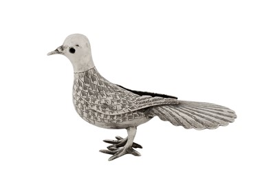 Lot 187 - A mid-20th century Persian (Iranian) silver model of dove, Tabriz circa 1960