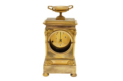 Lot 97 - A 19TH CENTURY ORMOLU FUSEE MANTLE CLOCK