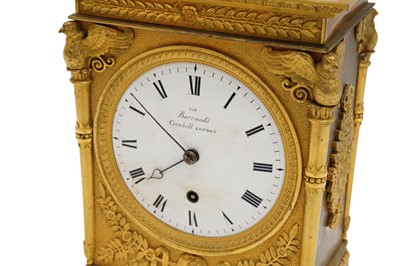 Lot 97 - A 19TH CENTURY ORMOLU FUSEE MANTLE CLOCK
