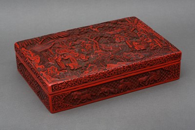 Lot 714 - A LARGE AND FINE CHINESE CINNABAR LACQUER 'FIGURAL' BOX AND COVER