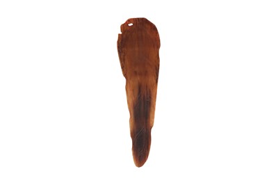 Lot 876 - A CHINESE RHINOCEROS HORN LEAF-SHAPED BRUSH WASHER