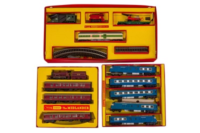 Lot 180 - THREE TRIANG AND TRIANG-HORNBY OO GAUGE TRAIN SETS