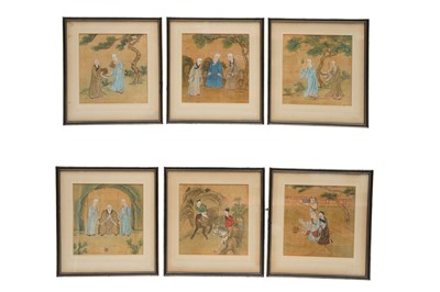 Lot 652 - A SET OF SIX CHINESE EXPORT PAINTINGS