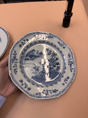 Lot 449 - TWO CHINESE EXPORT BLUE AND WHITE DISHES