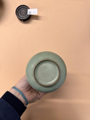 Lot 293 - A CHINESE LONGQUAN CELADON-GLAZED VASE, YUHUCHUNPING