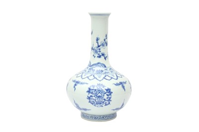 Lot 468 - A CHINESE BLUE AND WHITE 'LOTUS' BOTTLE VASE