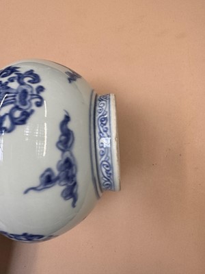 Lot 468 - A CHINESE BLUE AND WHITE 'LOTUS' BOTTLE VASE