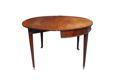 Lot 20 - A MAHOGANY DEMI-LUNE SINGLE DROP LEAF TABLE, ENGLISH CIRCA 1770