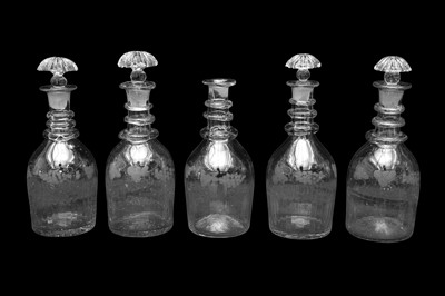 Lot 41 - A SET OF FIVE DECANTERS, POSSIBLY IRISH, LATE 18TH CENTURY CIRCA 1790