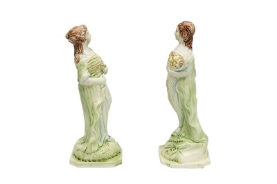 Lot 35 - A PAIR OF RALPH WOOD TYPE STAFFORDSHIRE FIGURES REPRESENTING SEASONS, LATE 18TH CENTURY