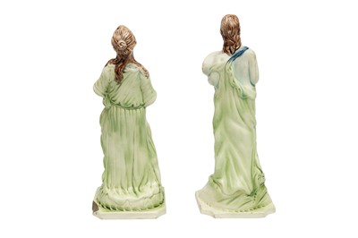 Lot 35 - A PAIR OF RALPH WOOD TYPE STAFFORDSHIRE FIGURES REPRESENTING SEASONS, LATE 18TH CENTURY
