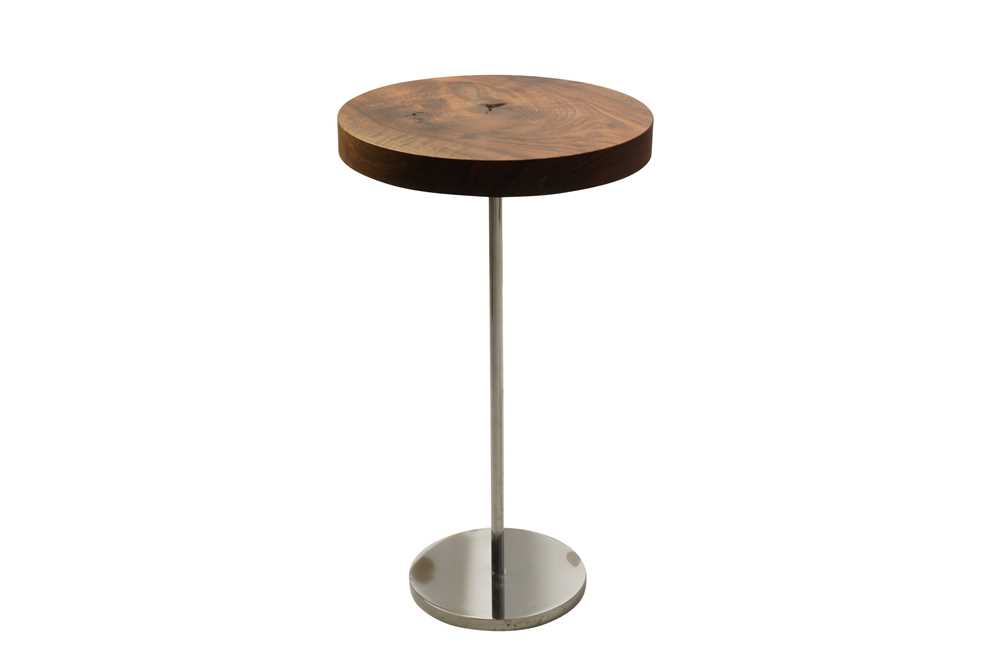 Lot 365 - LIGNE ROSET; A WALNUT CHANTERELLE PEDESTAL OCCASIONAL TABLE