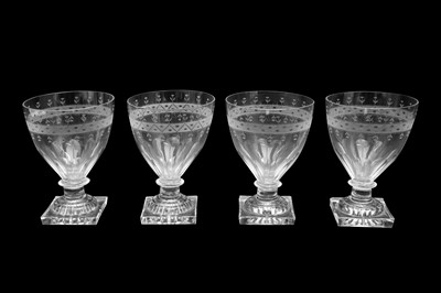 Lot 585 - A SET OF FOUR CUT GLASS RUMMERS, CIRCA 1820