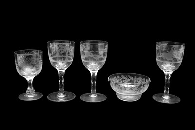 Lot 587 - A GROUP OF ENGRAVED GLASSES