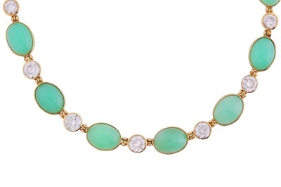 Lot 272 - A CHRYSOPRASE AND ZIRCON NECKLACE