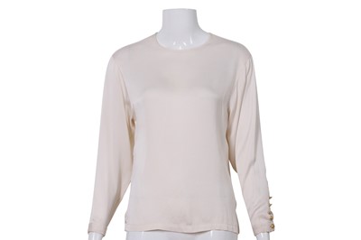Lot 429 - Chanel Ivory Silk Long Sleeve Blouse