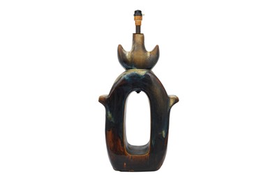 Lot 84 - A PAIR OF UNUSUAL POTTERY FLOOR LAMPS