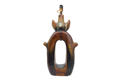 Lot 84 - A PAIR OF UNUSUAL POTTERY FLOOR LAMPS