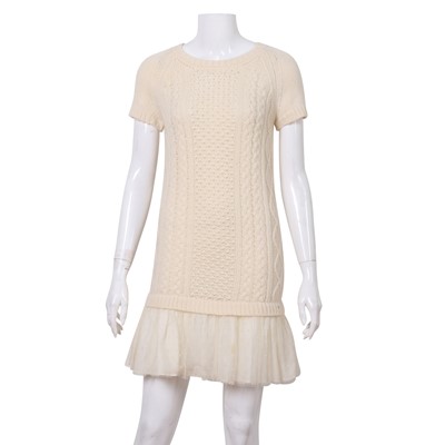 Lot 681 - Valentino Cream Wool Cable Knit Mini Dress - Size XXS