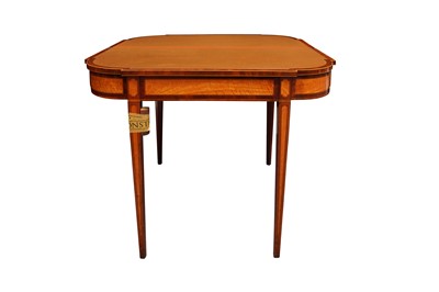 Lot 8 - A PAIR OF GEORGE III SHERATON STYLE MAHOGANY AND SATINWOOD CARD TABLES