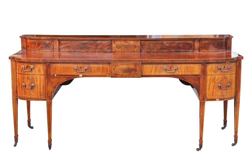 Lot 17 - A GEORGE III NEOCLASSICAL MAHOGANY BOWFRONT SIDEBOARD, LATE 18TH CENTURY