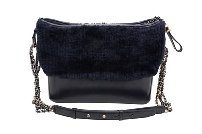 Lot 216 - Chanel Navy Shearling Gabrielle Chain Bag