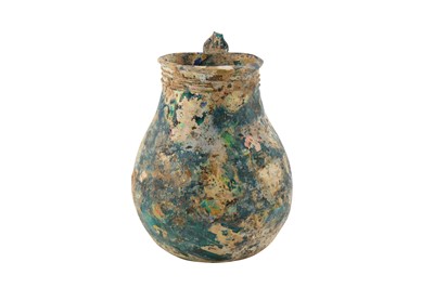 Lot 37 - AN EARLY 10TH -12TH CENTURY IRIDESCENT GLASS VESSEL