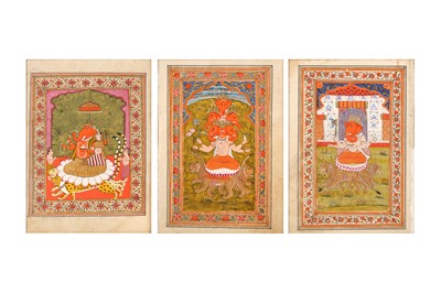 Lot 82 - THREE 19TH-20TH CENTURY INDIAN PAINTINGS OF GANESH