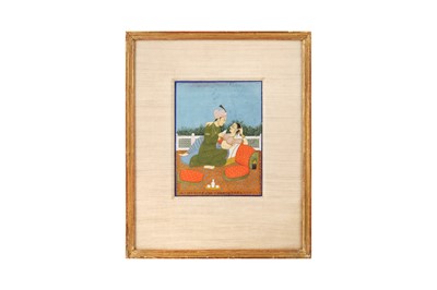 Lot 134 - A 19TH-20TH CENTURY MUGHAL INDIAN MINIATURE PAINTING OF A COUPLE