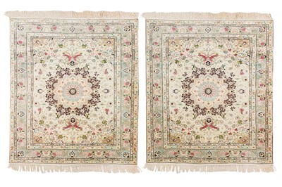 Lot 90 - A PAIR OF  VERY FINE PART SILK TABRIZ RUGS, NORTH-WEST PERSIA