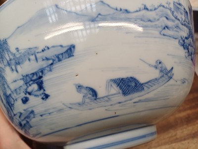 Lot 12 - A RARE CHINESE BLUE AND WHITE 'MASTER OF THE ROCKS' BOWL