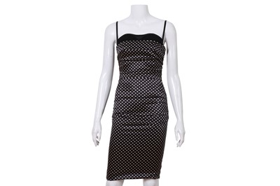 Lot 509 - Dolce & Gabbana Black Silk Polka Dot Dress - Size 38