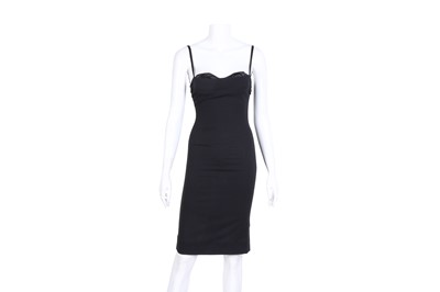Lot 143 - Dolce & Gabbana Black Silk Crepe Fitted  Dress - Size 36
