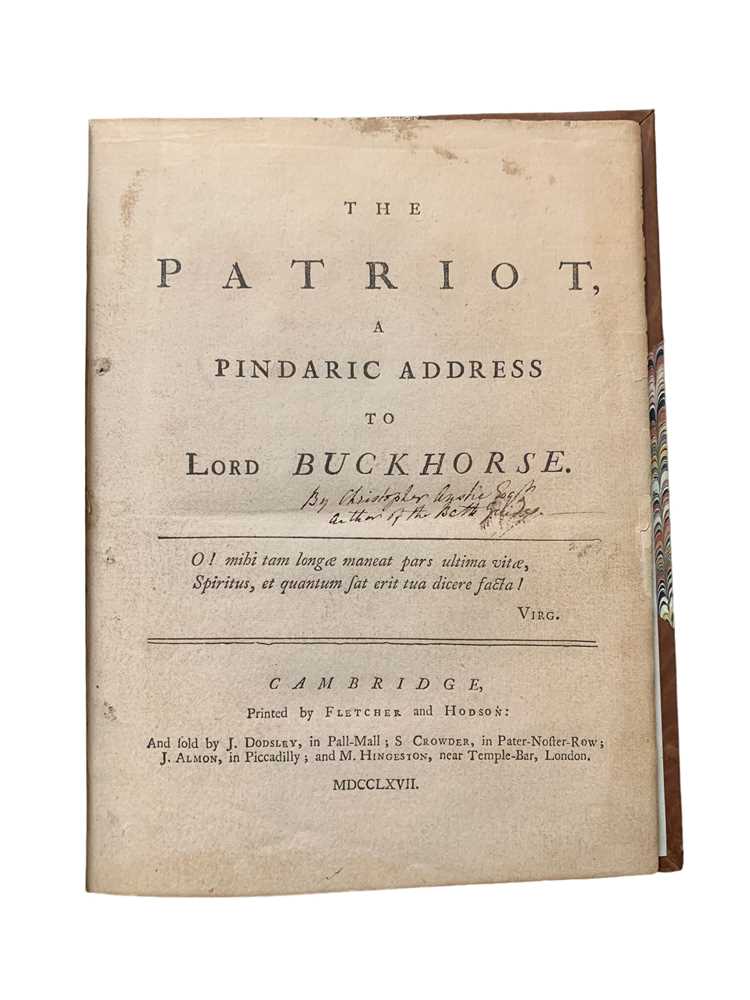 Lot 28 - Anstey. The Patriot: a Pindaric Address to Lord Buckhorse. 1767