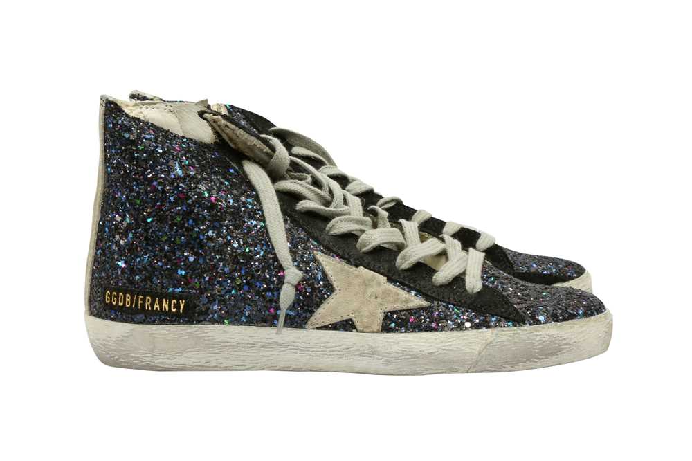Lot 183 - Golden Goose Blue Glitter Francy Mid Sneaker - Size 37