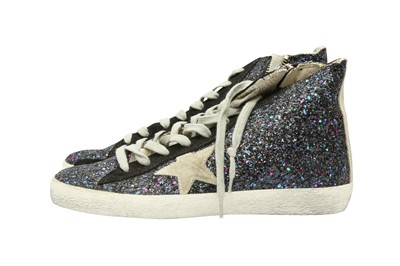 Lot 183 - Golden Goose Blue Glitter Francy Mid Sneaker - Size 37