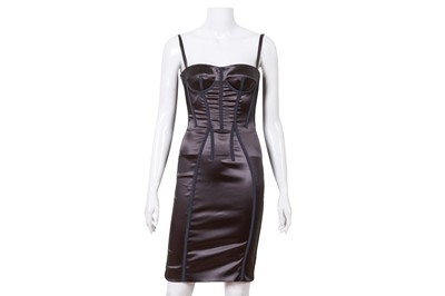 Lot 72 - Dolce & Gabbana Grey Satin Corset Dress - Size 36