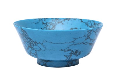 Lot 209 - A RARE CHINESE CARVED AND TURNED SOLID TURQUOISE BOWL