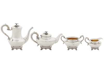 Lot A William IV sterling silver four-piece tea and coffee service, London 1834 by John James Kieth