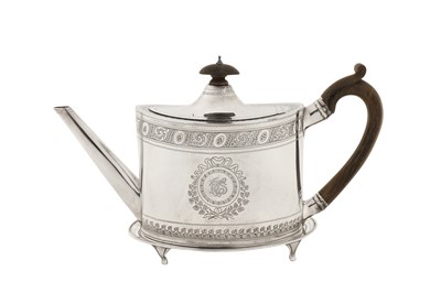 Lot 331 - A Victorian sterling silver teapot on stand, London 1890 by Charles Boyton