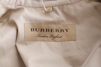 Lot 110 - Burberry Stone Heritage Check Trench Coat - Size 10