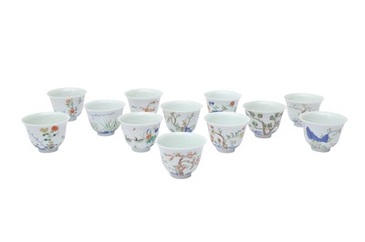 Lot 515 - A SET OF CHINESE FAMILLE ROSE 'MONTH' CUPS