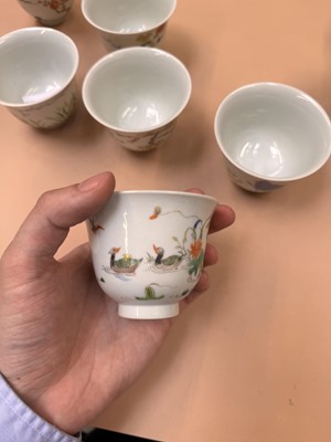 Lot 515 - A SET OF CHINESE FAMILLE ROSE 'MONTH' CUPS