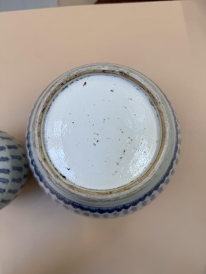 Lot 429 - TWO CHINESE BLUE AND WHITE 'SHOU' JARS