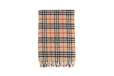 Lot 319 - Burberry Beige Cashmere Classic Check Scarf