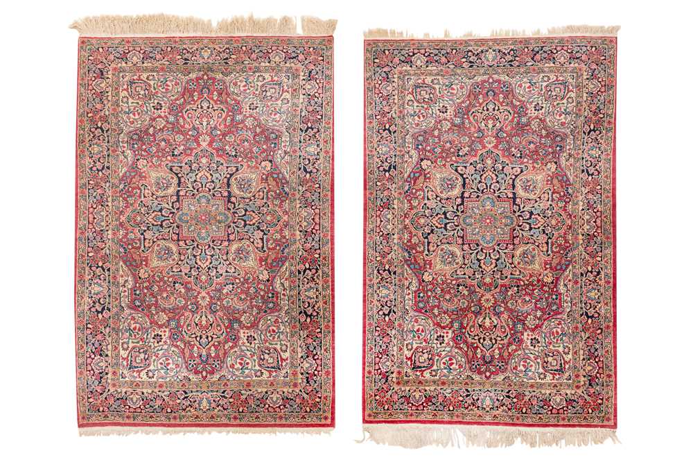 Lot 496 - A PAIR OF FINE MESHED RUGS, NORTH-EAST