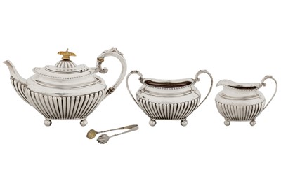 Lot 332 - A Victorian sterling silver three-piece bachelor tea service, Sheffield 1896 by Mappin Brothers