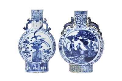 Lot 458 - TWO CHINESE BLUE AND WHITE MOON FLASKS